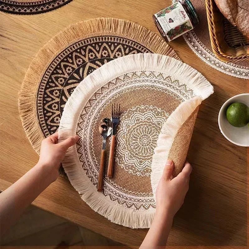 Aube Bohème™ Set de table en fibres naturelles (Lot de 6) - komoemori